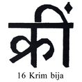 The bīja mantra Krim — a seed sound in Sanskrit that carries subtle vibrational power - embodying the energy of Kali/Shakti.